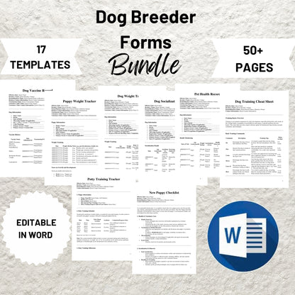 Puppy Breeder Starter Kit Dog Breeder Forms Bundle Editable Dog Breeder Service Agreement Contract Printable Pet Sale Contract Pet Adoption