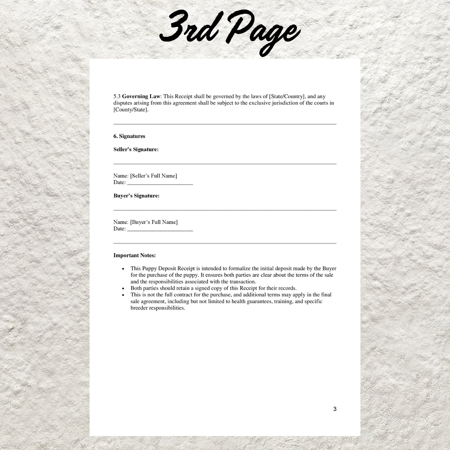 Puppy Deposit Receipt Template Editable Puppy Deposit Form Printable Puppy Deposit Slip Puppy Contract Form Dog Breeder Business Forms