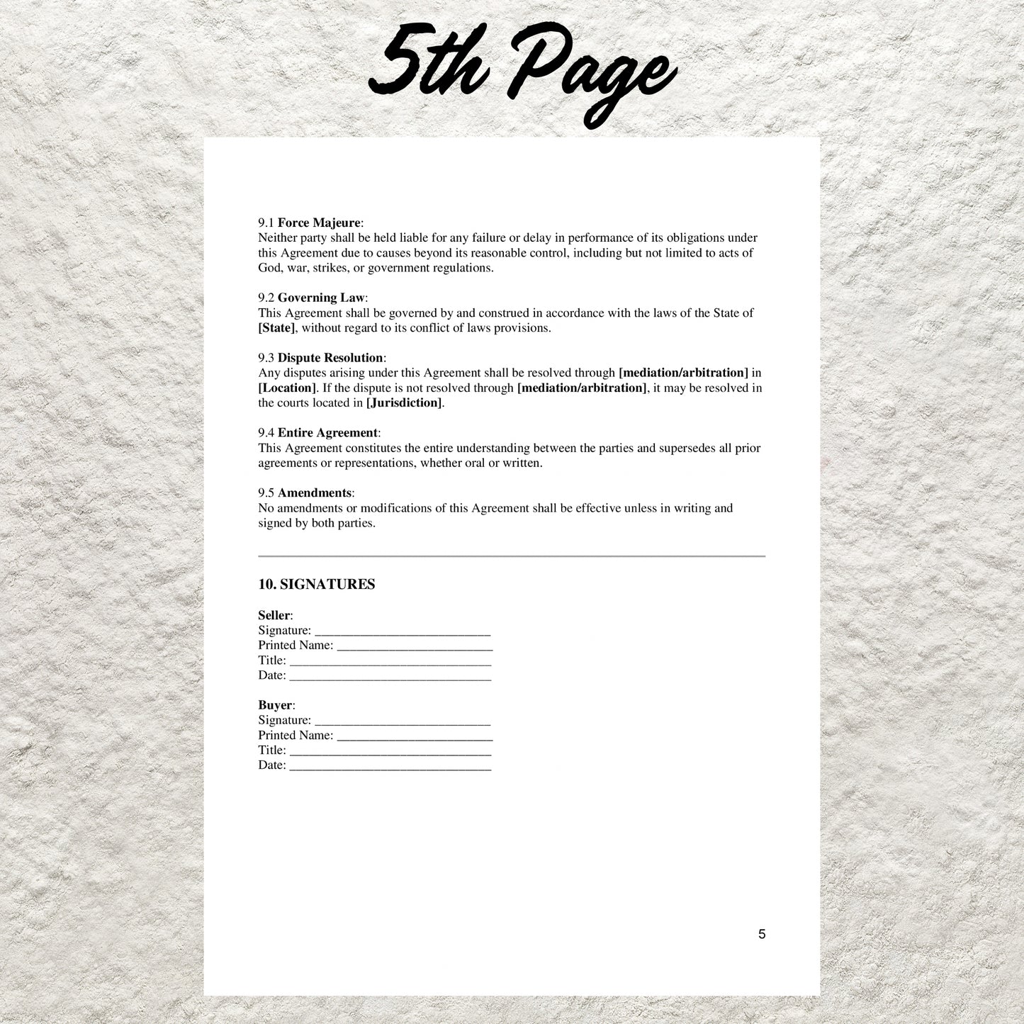 Purchase Agreement Template Editable Purchase and Sale Contract Printable Contract of Sales Purchase Contract for Business Property Purchase