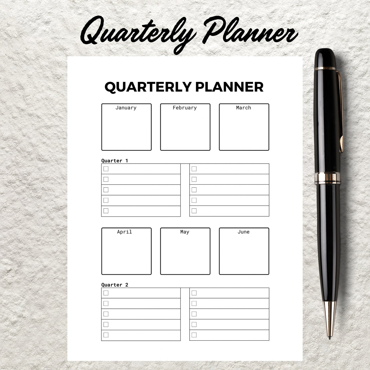 Quarterly Planner Template Printable Yearly Planner Quarterly Goal Planner 90 Day Planning Worksheet 3 Month Goal organizer Planner Journal