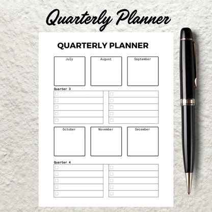 Quarterly Planner Template Printable Yearly Planner Quarterly Goal Planner 90 Day Planning Worksheet 3 Month Goal organizer Planner Journal