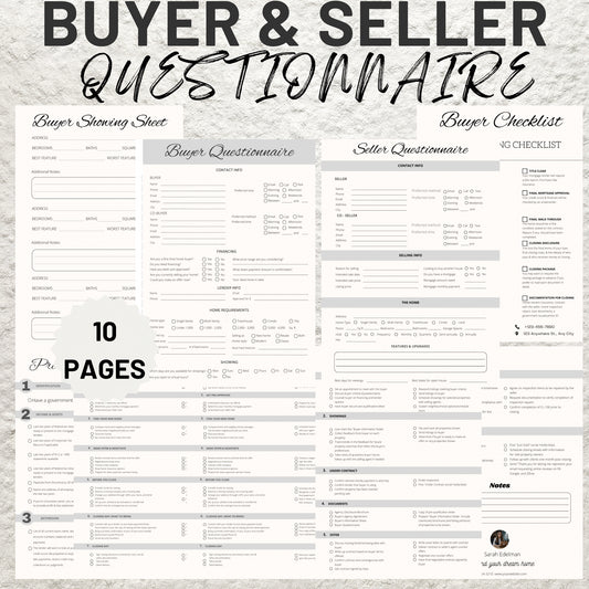 Real Estate Buyer & Seller Questionnaire Template Real Estate Client Intake Form Questions Real Estate Marketing Buyer and Seller Checklist