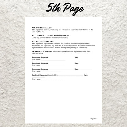 Roommate Agreement Template Editable Roommate Lease Agreement Printable Roommate Release Form Room Rental Sublet Lease Agreement