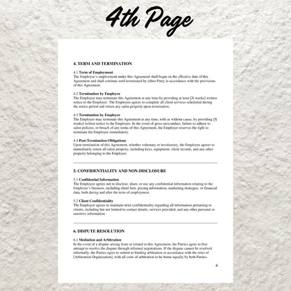 Salon Employee Commission Agreement Template Editable Hair Salon Employee Commission Contract Printable Hair Stylist Commission Agreement