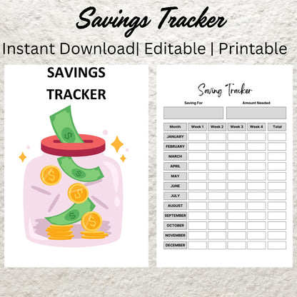 Savings Tracker Printable Sinking Funds Tracker Savings Tracker Template Savings Log Sheet Money Finance Planner Savings Goal Challenge