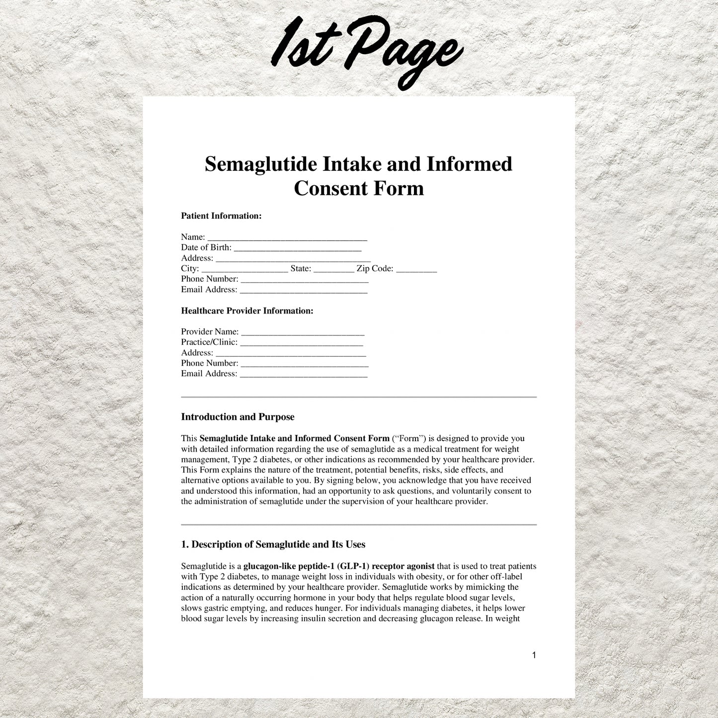 Semaglutide Consent Form Template Editable Semaglutide Client Intake Form Printable Weight Loss Business Forms Weight Loss Injection Form