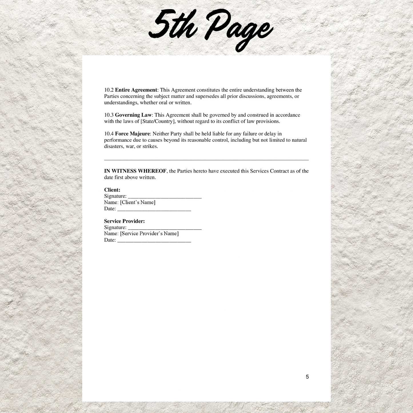 Service Agreement Template Editable Services Contract Printable General Services Agreement Professional Scope of Service Agreement Contract