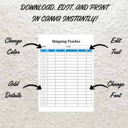 Shipping and Returns Tracker Template Printable Online Business Return Sheet Sales Tracking Order Tracker Seller Order Returns Template