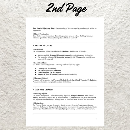 Short Term Rental Agreement Template Editable Vacation Rental Agreement Printable Shot Term Lease Agreement Airbnb Vacation Rental Contract