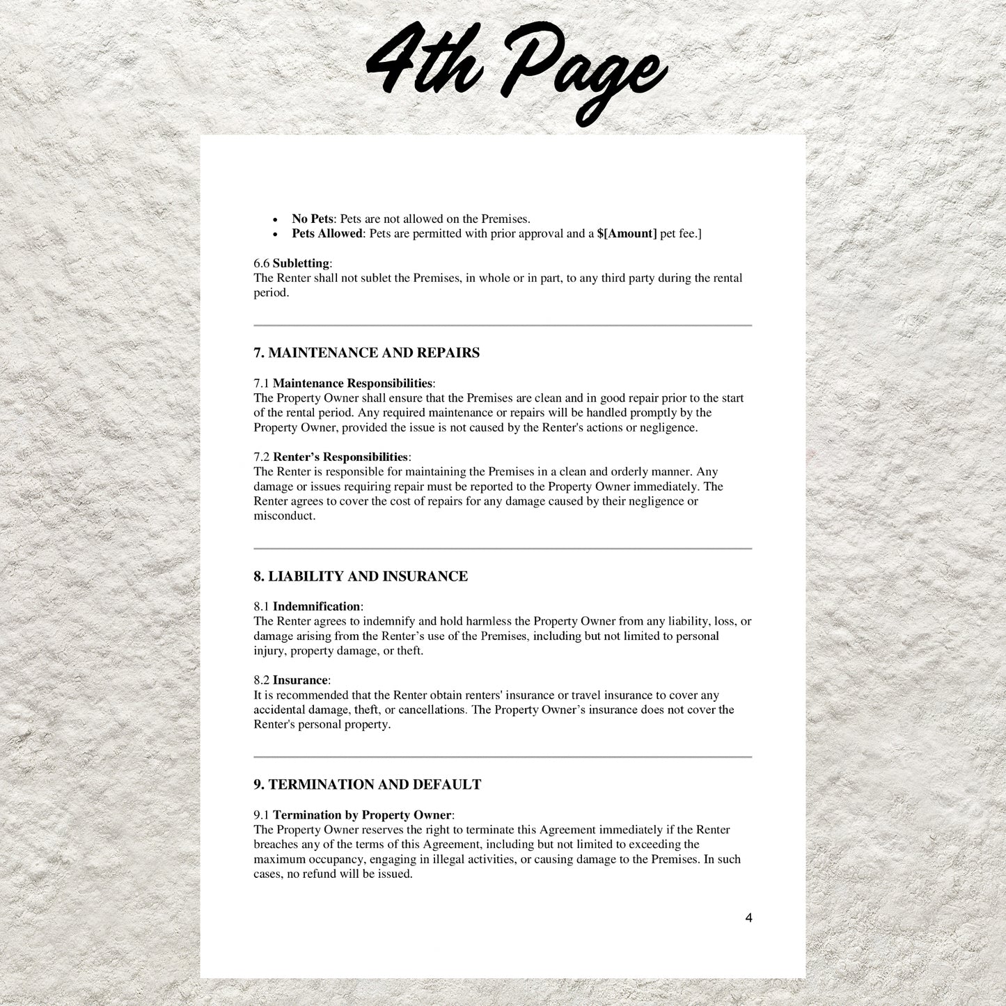 Short Term Rental Agreement Template Editable Vacation Rental Agreement Printable Shot Term Lease Agreement Airbnb Vacation Rental Contract