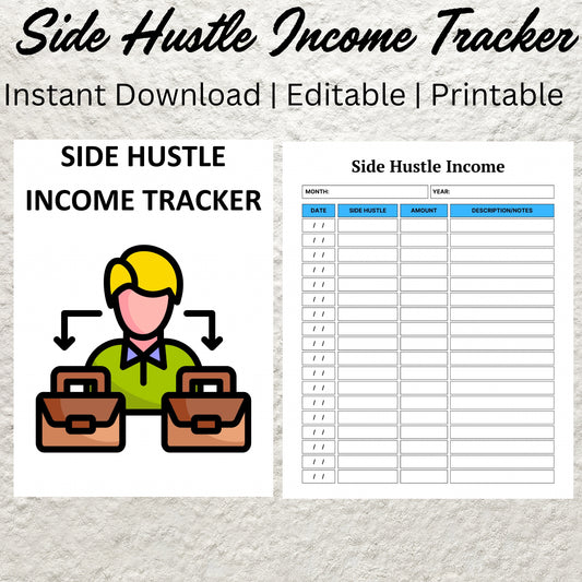 Side Hustle Income Tracker Template Printable Passive Income Stream Tracker Small Business Income Sheet Small Business Budget Tracking