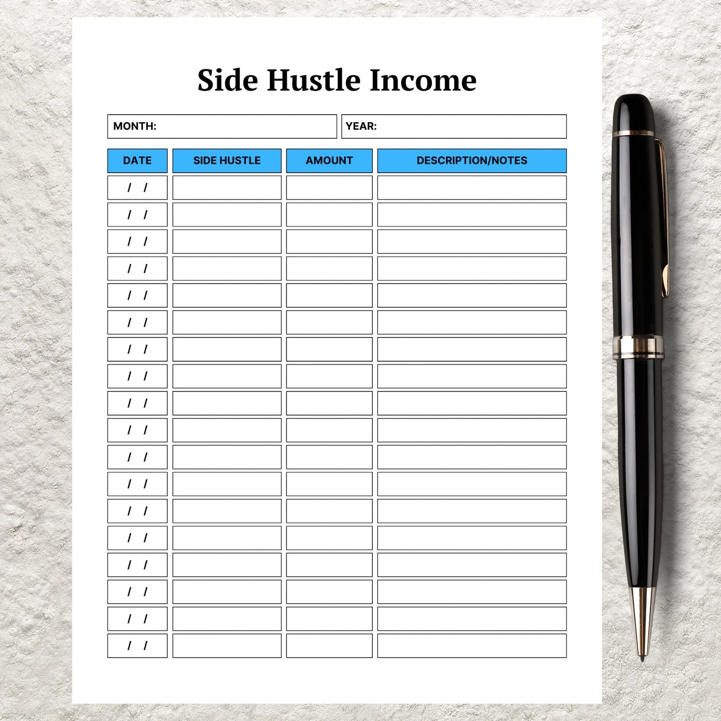 Side Hustle Income Tracker Template Printable Passive Income Stream Tracker Small Business Income Sheet Small Business Budget Tracking