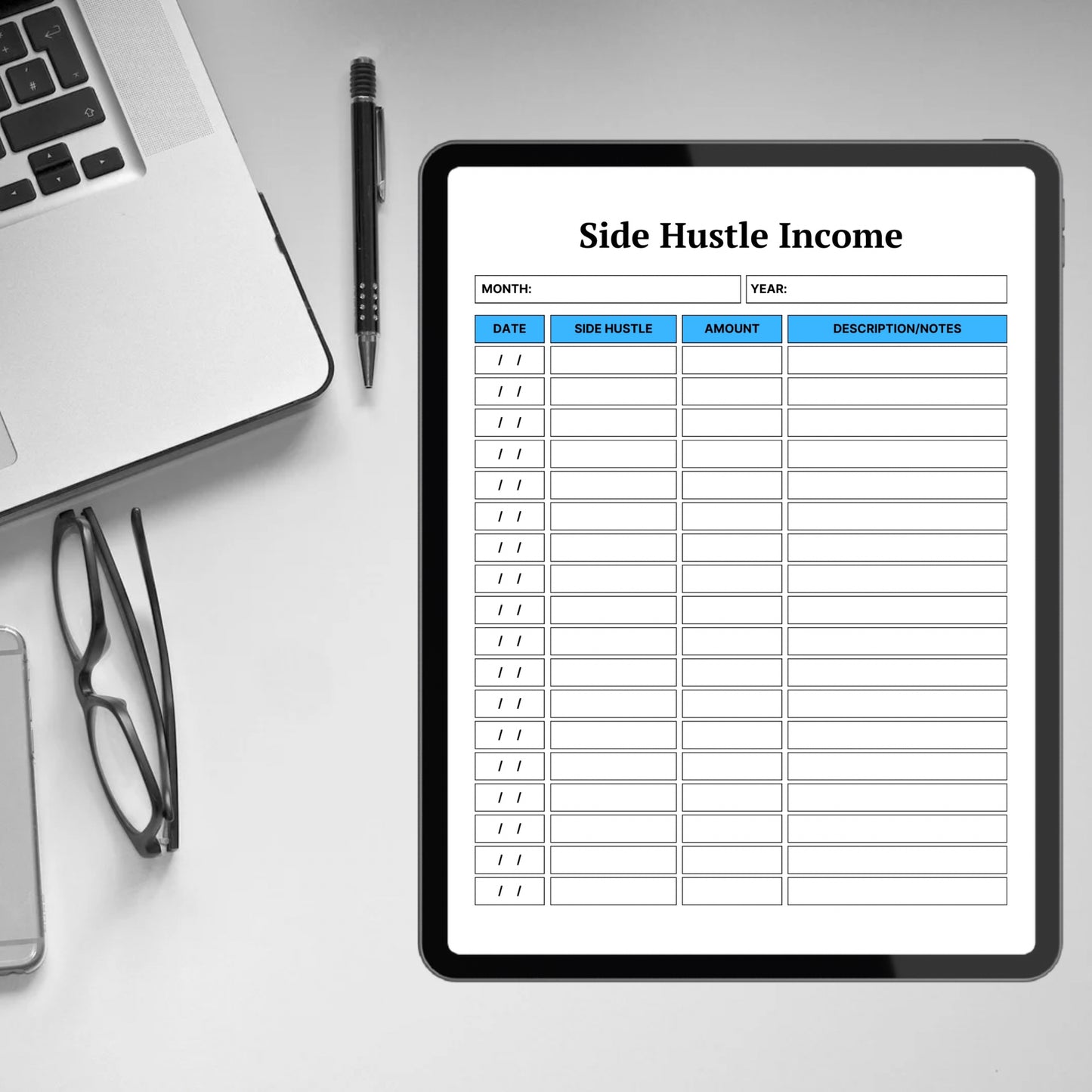 Side Hustle Income Tracker Template Printable Passive Income Stream Tracker Small Business Income Sheet Small Business Budget Tracking