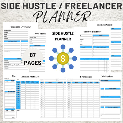 Side Hustle Planner Bundle Printable Freelancer Planner Freelance Business Edit Solopreneur Work From Home Digital Small Business Planner