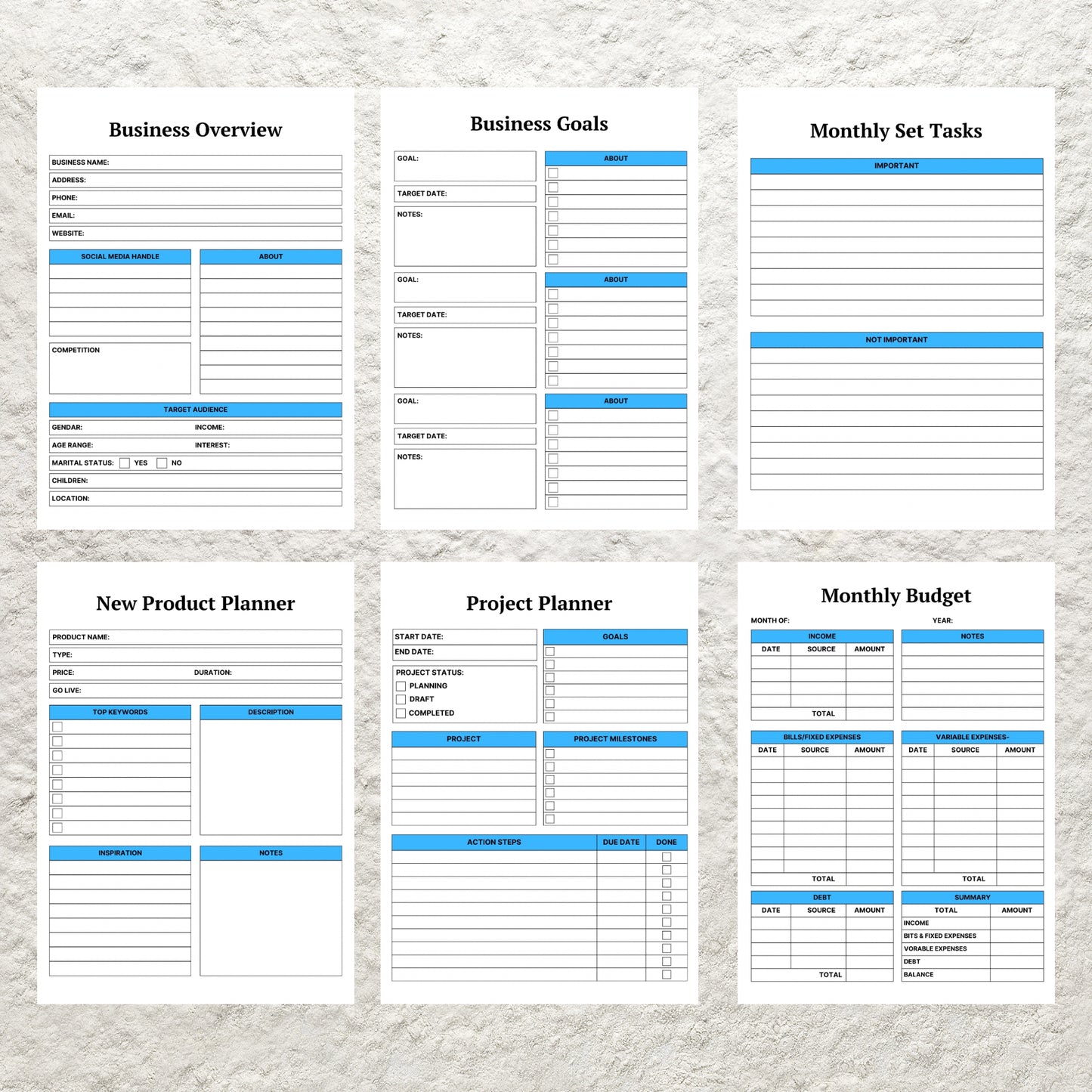 Side Hustle Planner Bundle Printable Freelancer Planner Freelance Business Edit Solopreneur Work From Home Digital Small Business Planner