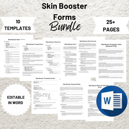 Skin Booster Forms Bundle Editable Skin Booster Intake Form Printable Skin Booster Consent Form Facial Filler Consultation Esthetician Forms