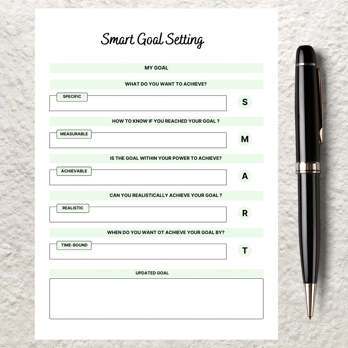 Smart Goals Planner Worksheet Printable Goal Setting Worksheet Template Goal Tracker Daily Weekly Monthly Habits Reflections Goal Journal