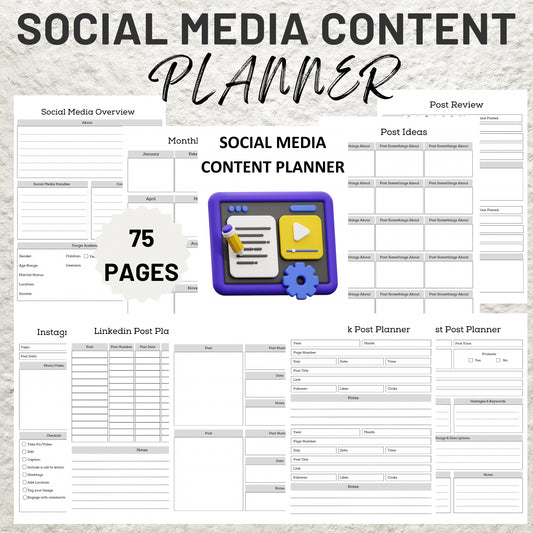 Social Media Planner Bundle Template Printable Social Media Kit Content Planner Content Creator Social Media Marketing Content Calendar