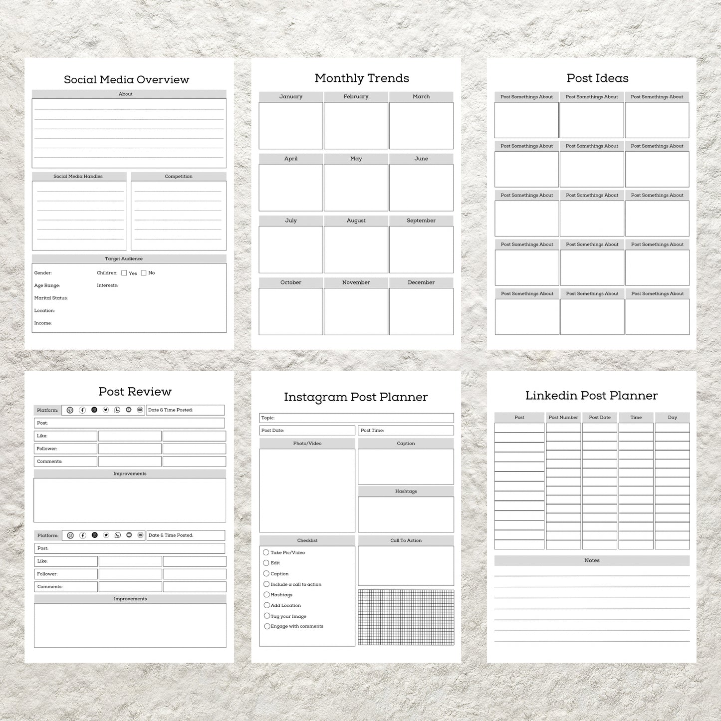 Social Media Planner Bundle Template Printable Social Media Kit Content Planner Content Creator Social Media Marketing Content Calendar