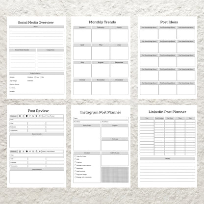 Social Media Planner Bundle Template Printable Social Media Kit Content Planner Content Creator Social Media Marketing Content Calendar