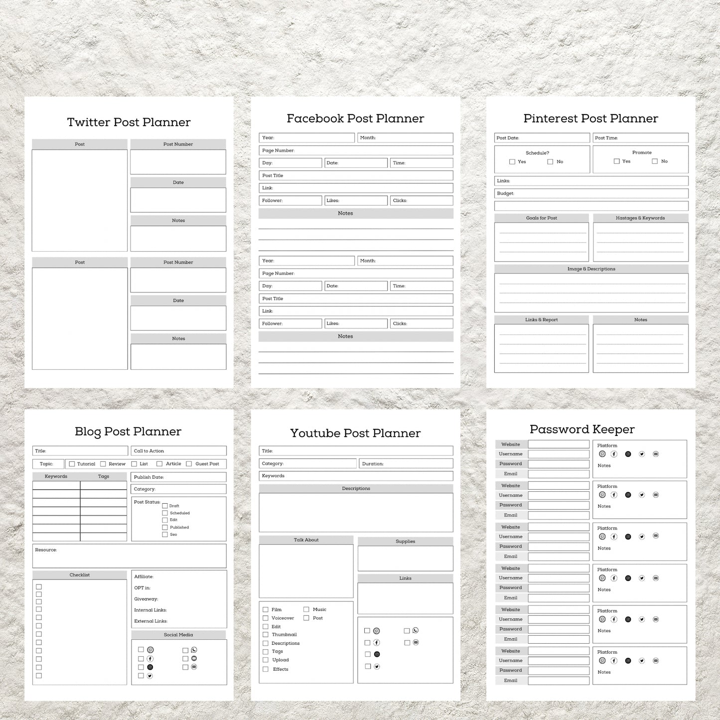 Social Media Planner Bundle Template Printable Social Media Kit Content Planner Content Creator Social Media Marketing Content Calendar