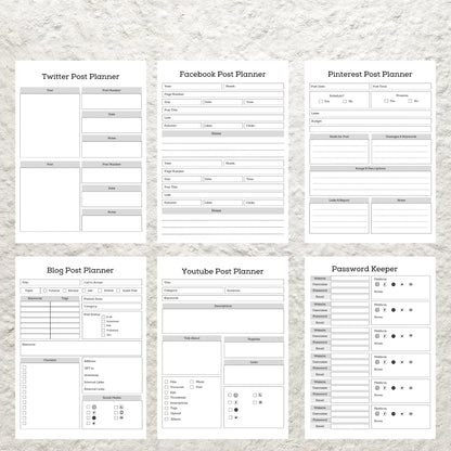 Social Media Planner Bundle Template Printable Social Media Kit Content Planner Content Creator Social Media Marketing Content Calendar