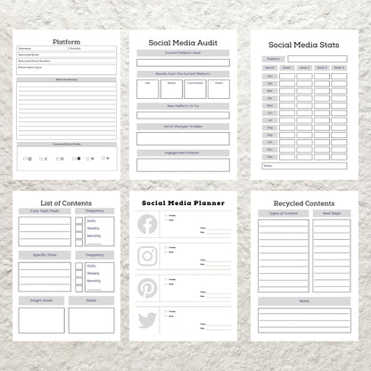 Social Media Planner Bundle Template Printable Social Media Kit Content Planner Content Creator Social Media Marketing Content Calendar