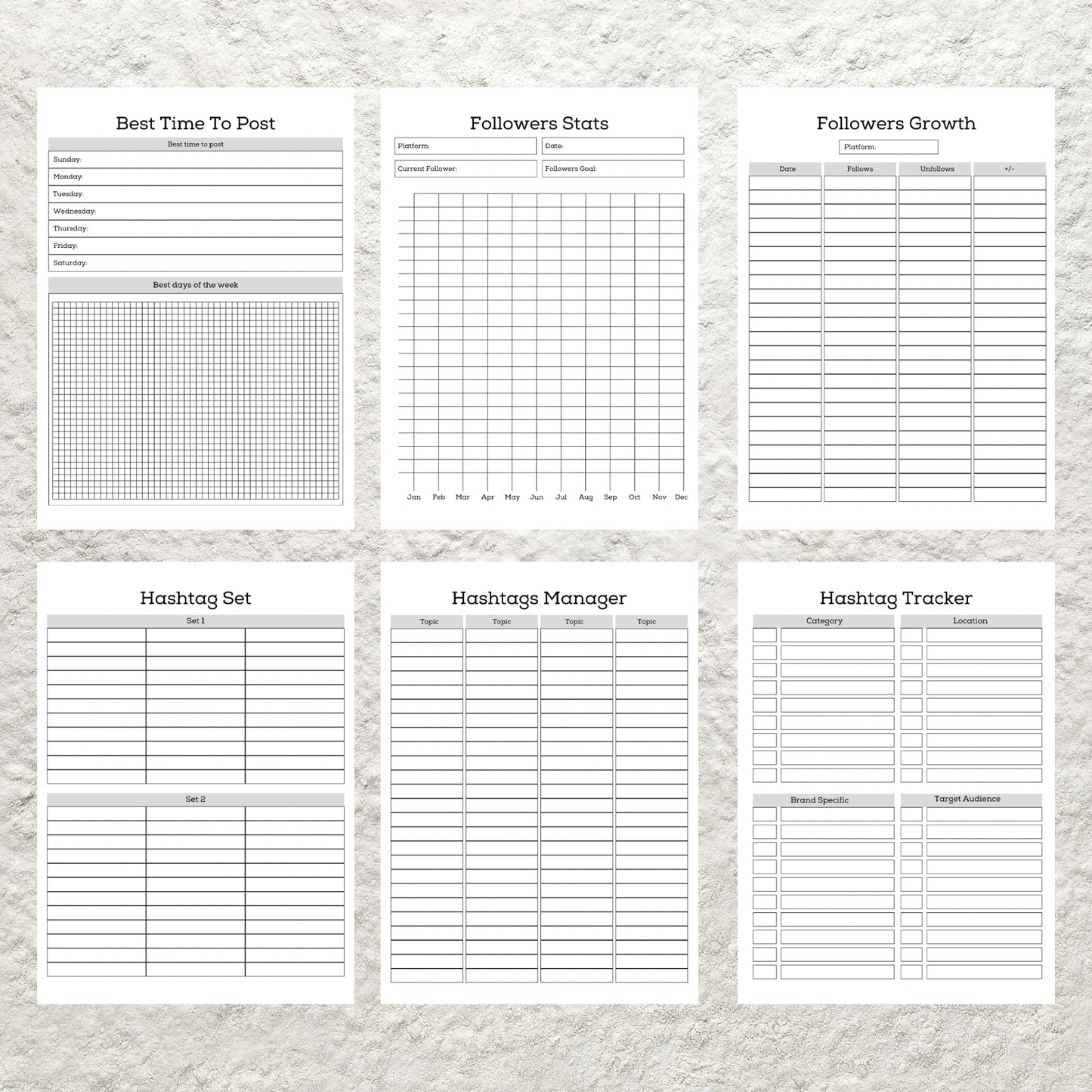 Social Media Planner Bundle Template Printable Social Media Kit Content Planner Content Creator Social Media Marketing Content Calendar