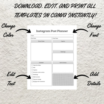 Social Media Planner Bundle Template Printable Social Media Kit Content Planner Content Creator Social Media Marketing Content Calendar