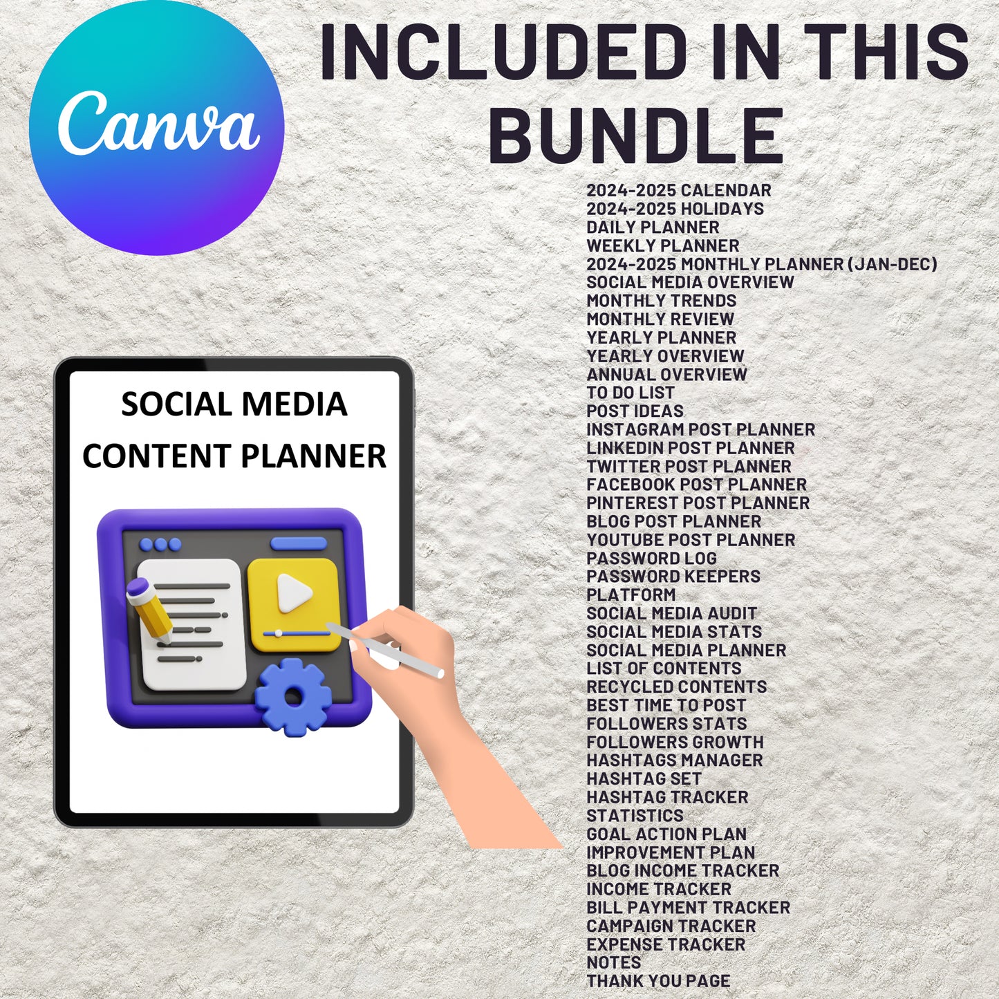 Social Media Planner Bundle Template Printable Social Media Kit Content Planner Content Creator Social Media Marketing Content Calendar