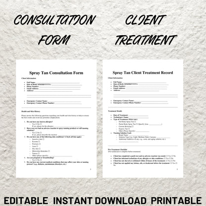 Spray Tan Forms Template Bundle Editable Spray Tan Intake Form Printable Spray Tan Consent Form Spray Tan Consultation Spray Tan Aftercare