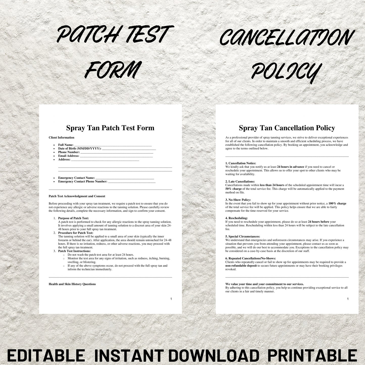 Spray Tan Forms Template Bundle Editable Spray Tan Intake Form Printable Spray Tan Consent Form Spray Tan Consultation Spray Tan Aftercare