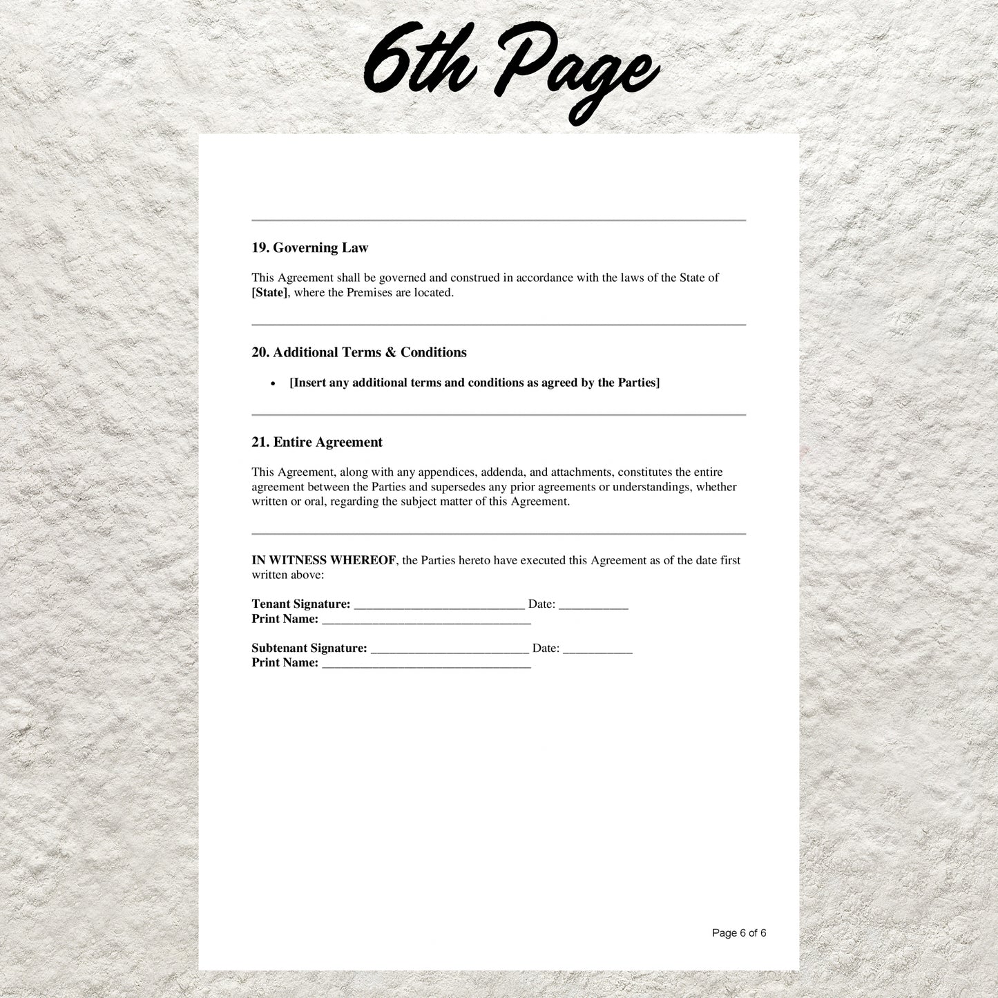 Sublease Agreement Template Editable Residential Sublease Contract Agreement Form Printable Roommate Sublease Agreement Landlord Tenant Form